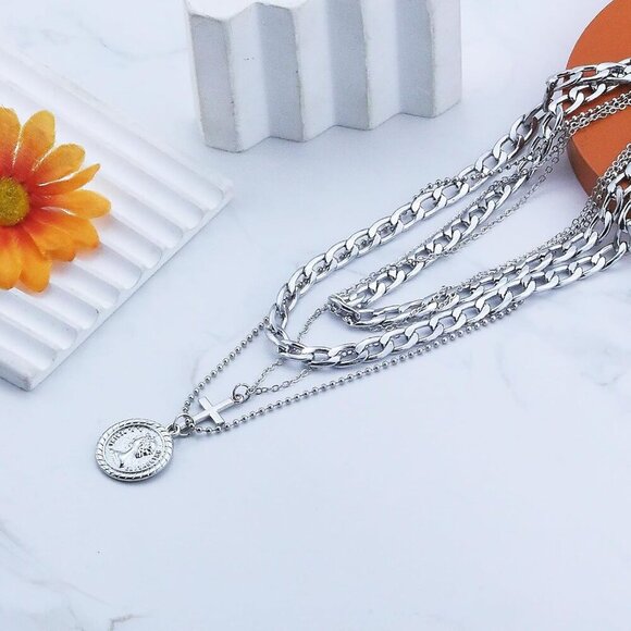 Fashion-Forward Gold Layered Necklace Set with Allergy-Friendly Materials - Picture 8 of 8